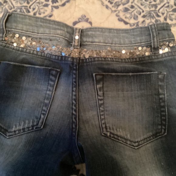 Bebe Embellished/Stressed Blue Jeans - Picture 7 of 8